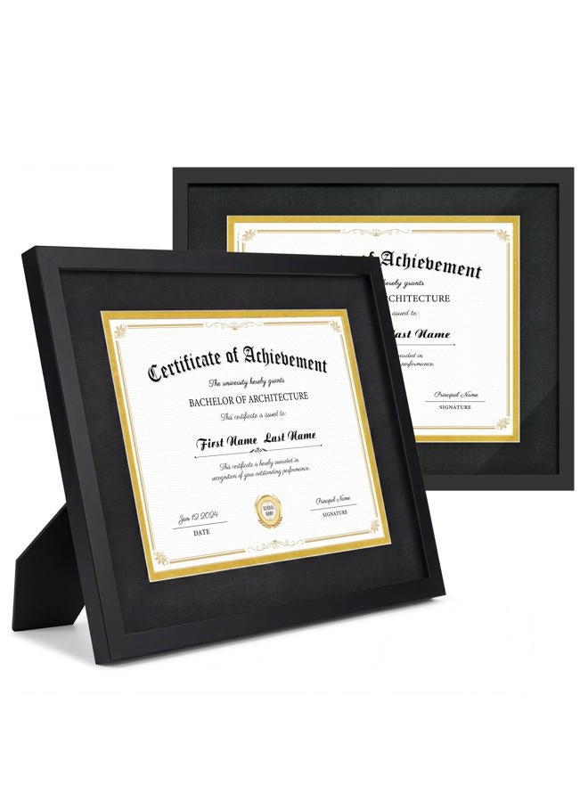 PEALSN Certificate Frames 8.5 x 11 Set of 2, Classic Black Diploma Degree Document Frame with Real Glass and Double Mat, Displays Diploma 8.5x11 with Mat or 11x14 Picture Without Mat, Black Mat with - Image 1