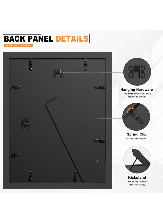 PEALSN Certificate Frames 8.5 x 11 Set of 2, Classic Black Diploma Degree Document Frame with Real Glass and Double Mat, Displays Diploma 8.5x11 with Mat or 11x14 Picture Without Mat, Black Mat with - Image 3