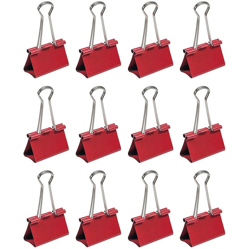 JAM PAPER Colorful Binder Clips - Large - 1 1/2 Inch (41 mm) - Red Binderclips - 12/Pack - Image 2