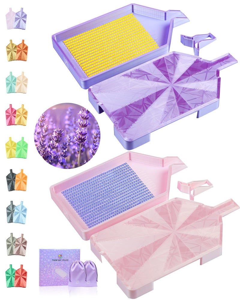 Forever young ForeverYoung Crystalline Diamond Art Trays with Lids Diamond Painting Accessories, 2-Piece Diamond Painting Trays with Lids, Silky Diamond Art Accessories and Tools, Lavender Dream - Image 1