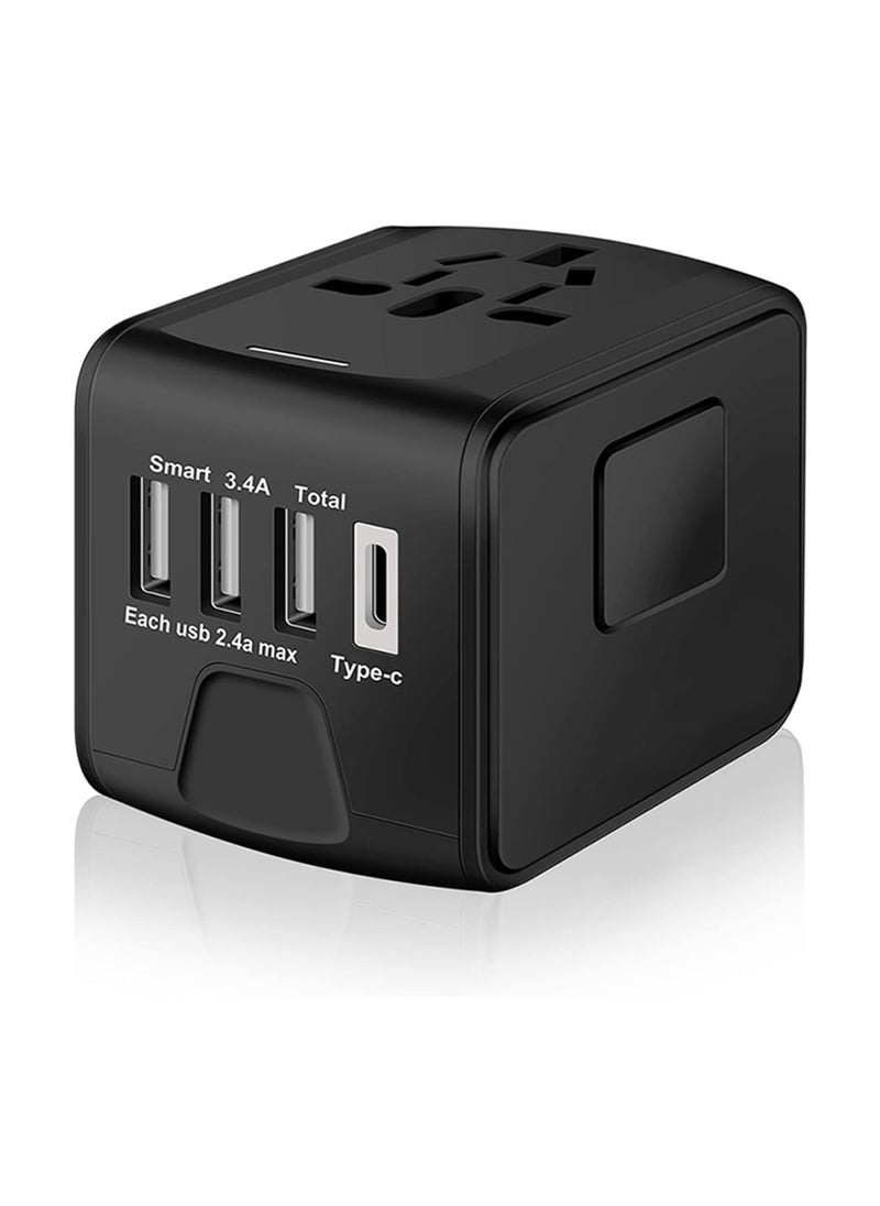 Generic Universal International Travel Power Adapter W/High Speed 2.4A USB, 3.0A Type-C Wall Charger,  Worldwide AC Outlet Plugs Adapters for Europe, UK, US, AU, Asia-Black  - Image 2