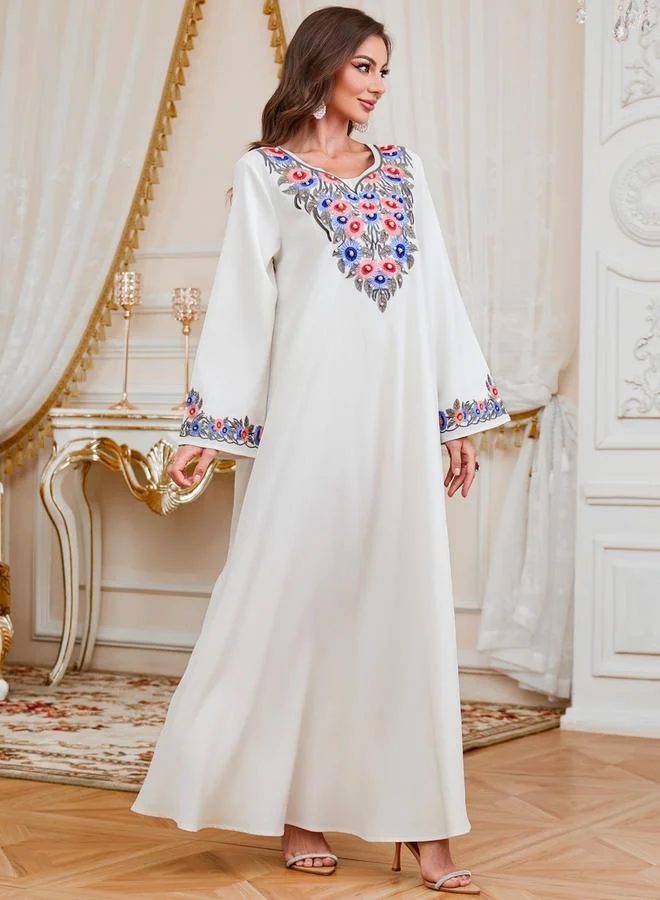 تايك تو جلابية نسائية مطرزة بلؤلؤ صناعي