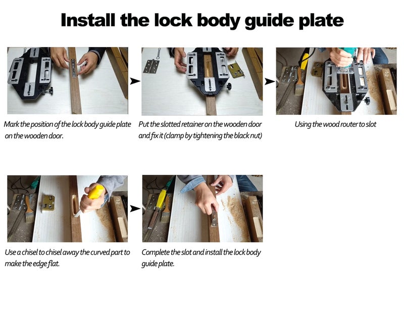 DUEBEL Aluminum Alloy Door Hinge Jig Woodworking Hole Opener Slotting Locator Wooden Door Hinge Hole Guide Door Lock Jig for Door Lock Installation - Image 5