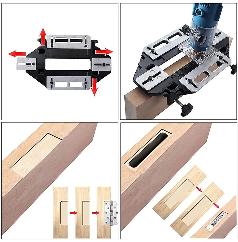 DUEBEL Aluminum Alloy Door Hinge Jig Woodworking Hole Opener Slotting Locator Wooden Door Hinge Hole Guide Door Lock Jig for Door Lock Installation - Image 2