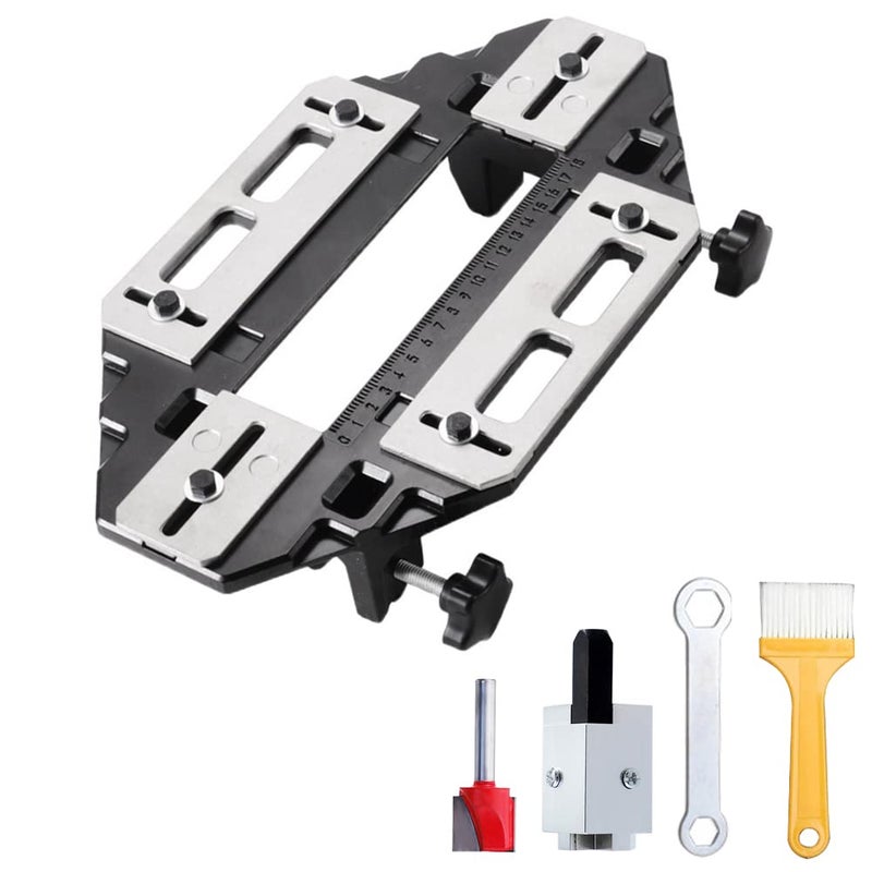DUEBEL Aluminum Alloy Door Hinge Jig Woodworking Hole Opener Slotting Locator Wooden Door Hinge Hole Guide Door Lock Jig for Door Lock Installation - Image 1
