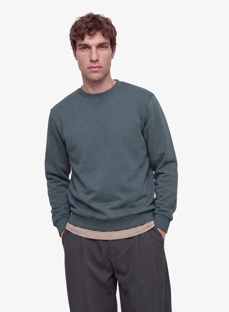 Solid Crew Neck Regular Fit Sweatshirt