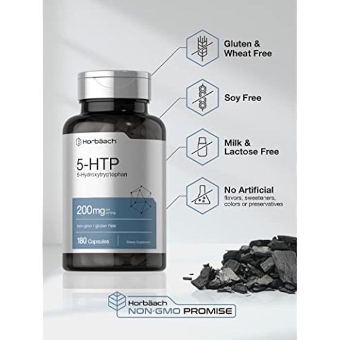 Horbäach 5HTP 200mg Supplement | 180 Capsules | 5 Hydroxytryptophan | Griffonia Simplicifolia | Extra Strength | Non-GMO, Gluten Free - Image 4