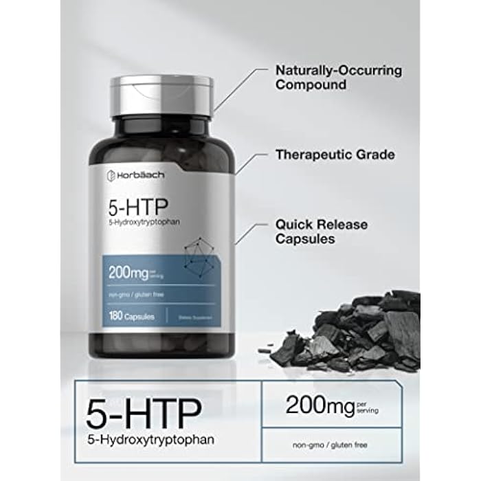 Horbäach 5HTP 200mg Supplement | 180 Capsules | 5 Hydroxytryptophan | Griffonia Simplicifolia | Extra Strength | Non-GMO, Gluten Free - Image 3