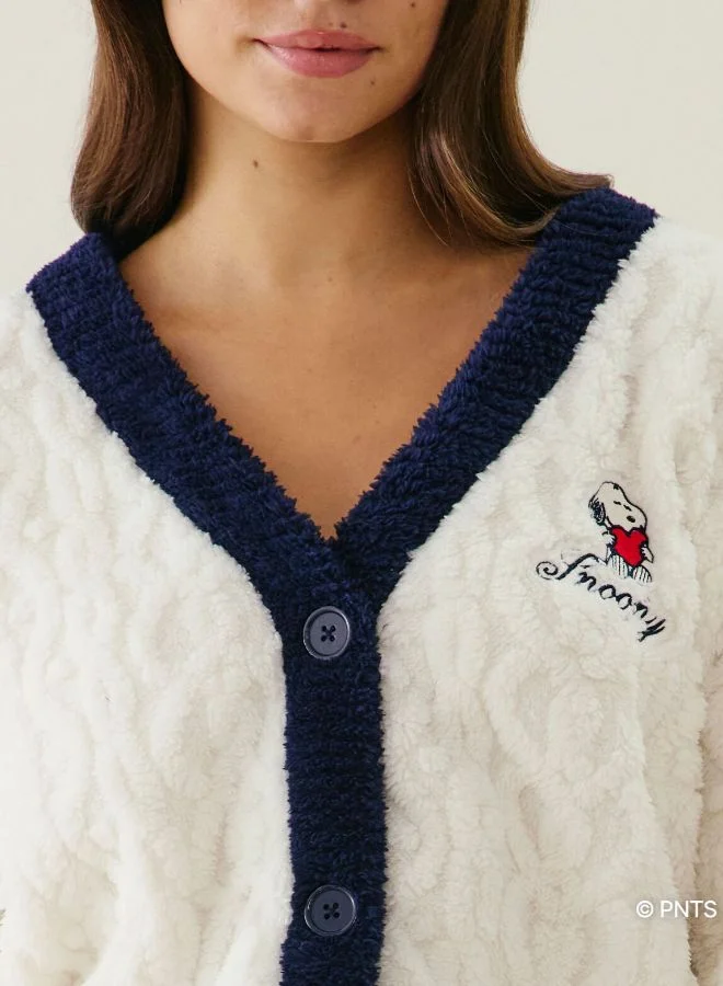 UNDIZ Snoopy sherpa cardigan