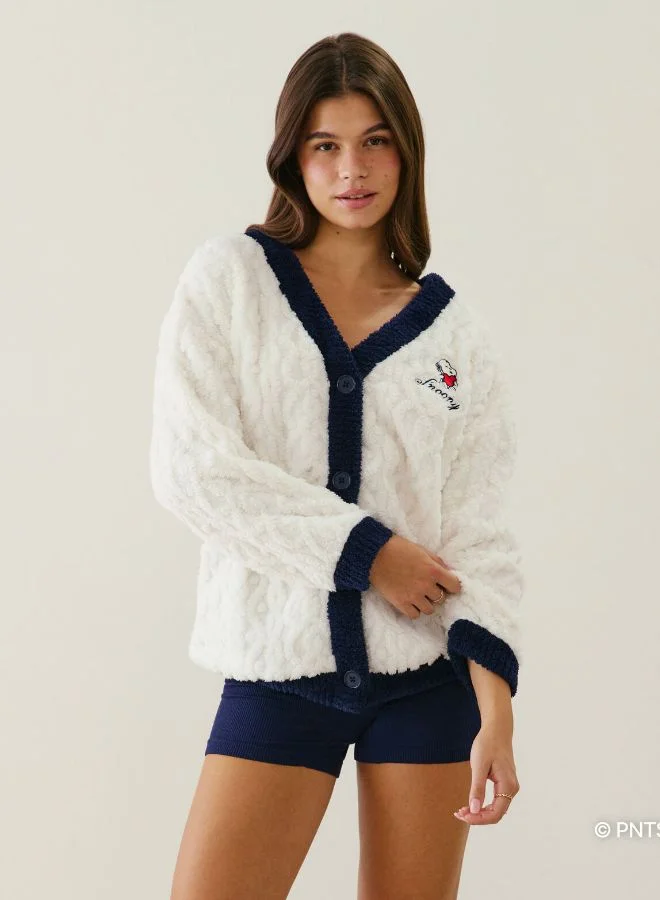 UNDIZ Snoopy sherpa cardigan