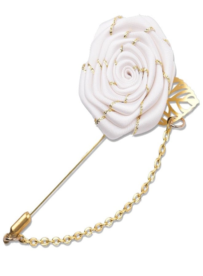 Yreamont Wedding Brooch Pin for Men Groom Rose Flower Brooch for Men Suit Accessories for Men Groom White Lapel Pin for Men Suits Lapel Pins for Men Brooch Pins Men's Brooch Suit Pin Badge with Chains - Image 1