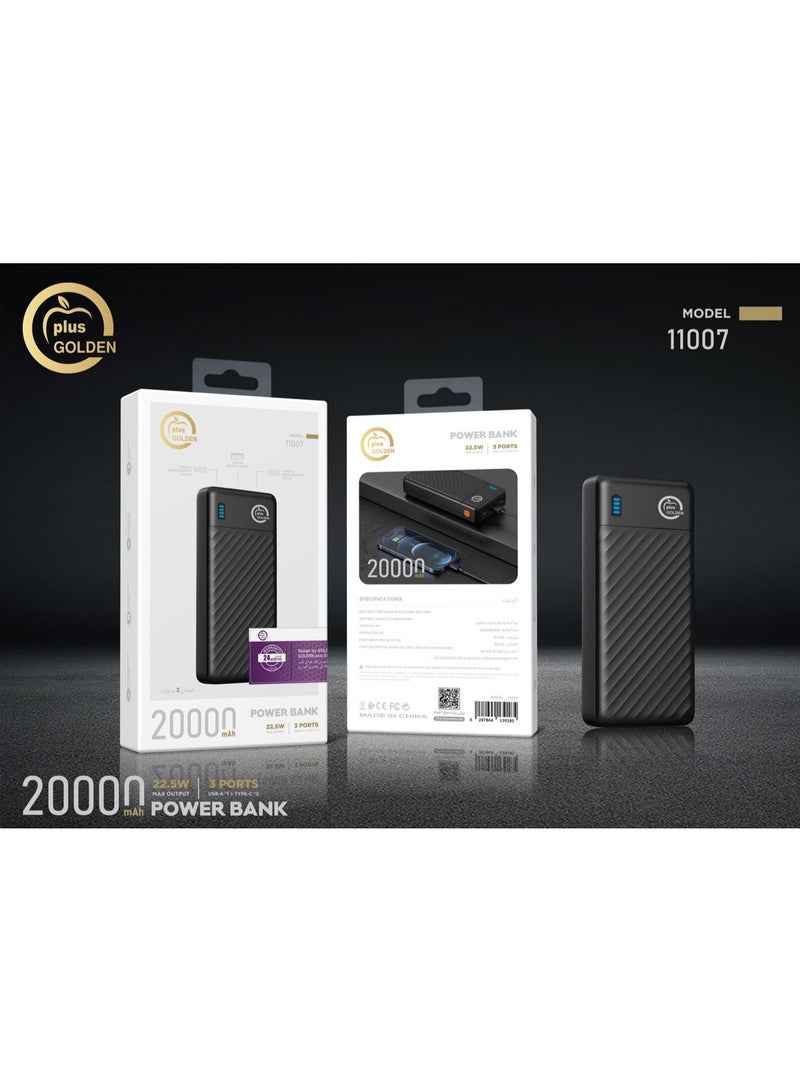 جولدن بلس باور بنك Golden Plus سعة 20000mAh شحن سريع 22.5 واط بثلاثة منافذ - Image 2