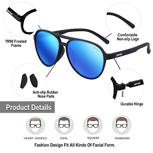 Jefoo Polarized Aviator Sunglasses for Women Men Retro Trendy Sports Sunglasses for Outdoor UV400 Protection - Image 5