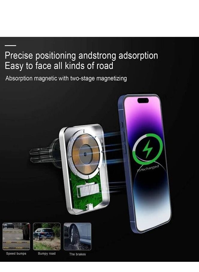 KASTWAVE Magnetic Car Mount Wireless Charger for iPhone 14/iPhone 13/13 Pro/12 Pro/Pro Max/Mini,Magnet Phone Holder Stand 15W Fast Charging Car Mount Wireless Charger Support - Image 5