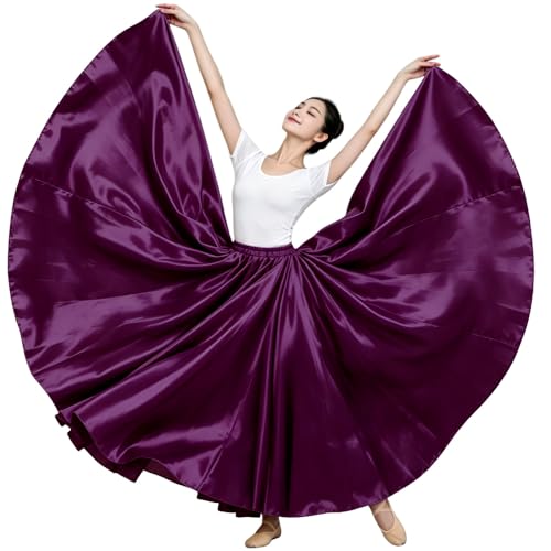 Backgarden Grape Purple 20 Yard Elegant Satin Long Full Skirt Belly Dance Performance Costume - Image 5