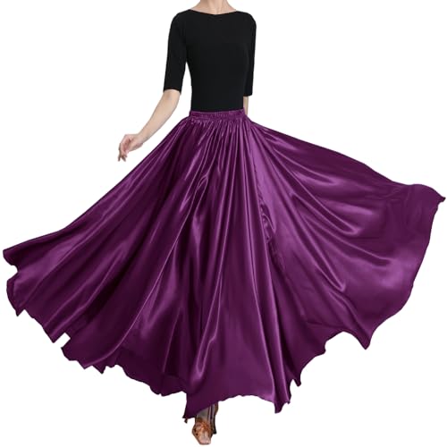 Backgarden Grape Purple 20 Yard Elegant Satin Long Full Skirt Belly Dance Performance Costume - Image 2