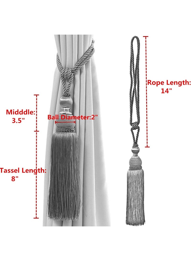 SWTool Selling Wonderful Curtain Holdbacks Curtains Tiebacks Home Decorative Braided Buckle Fastener Accessories Window Drapery Ball Tassels Tiebacks, Set of 2 (Coffee) - Image 2