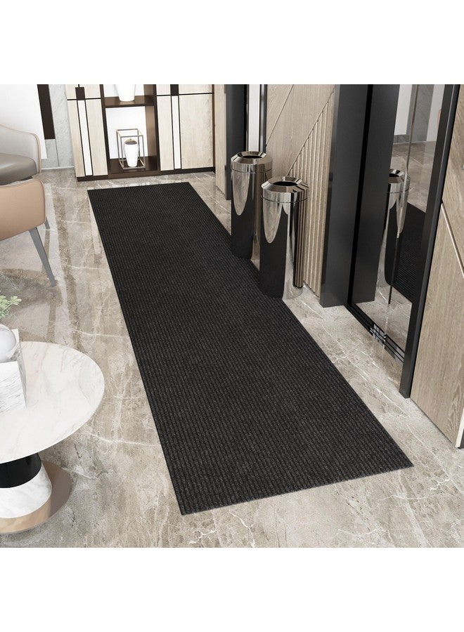Ottomanson 2'7" x 14' Commercial-Grade Hallway Runner with Scraper Pile - Extra Durable Non-Slip Rug Mat for Indoor & Outdoor Use - Ideal for Kitchen, Entryway & Garage - High-Traffic Carpet, Black - Image 1