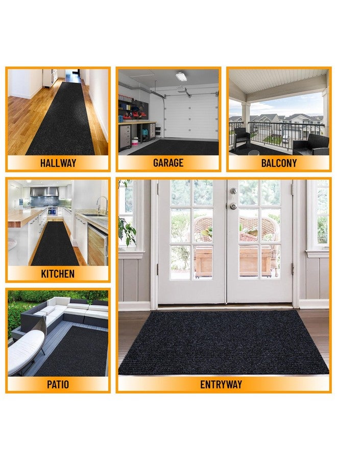 Ottomanson 2'7" x 14' Commercial-Grade Hallway Runner with Scraper Pile - Extra Durable Non-Slip Rug Mat for Indoor & Outdoor Use - Ideal for Kitchen, Entryway & Garage - High-Traffic Carpet, Black - Image 4