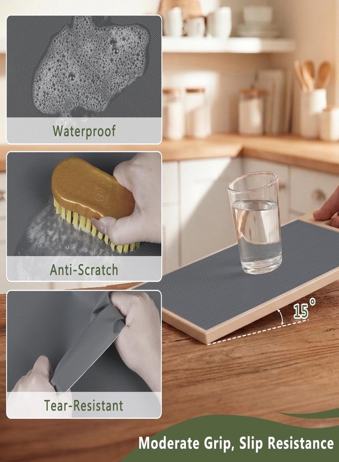 Anze Adhesive Shelf Liner for Kitchen Cabinet, Gray Peel and Stick Drawer Liners Waterproof Removable Contact Paper for Countertop Dresser Pantry, 11.8 x 78.7 inches - Image 5