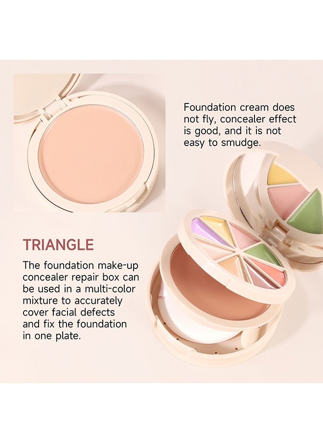 Sheloves - 8 Color Foundation And Conceal Correcting Wheel, 3 In 1 Dual Layers Makeup Cream Foundation Palette, Full Coverage Concealer For Dark Circles, Flawless And Waterproof Color Correcting For Dry Skin - Image 1