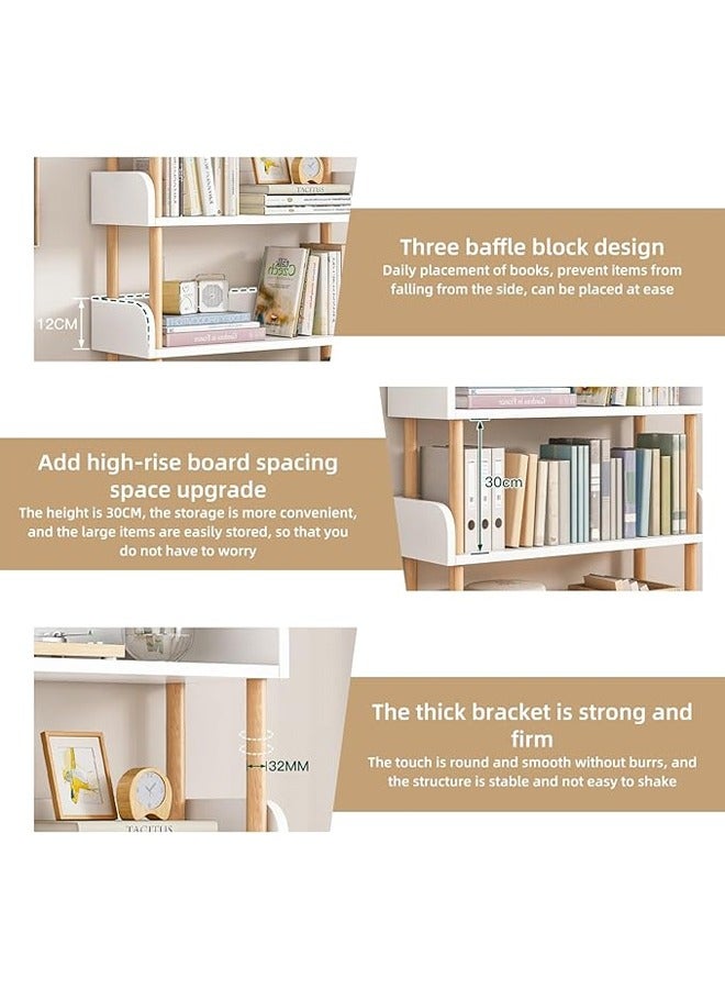 NKX 5 Tier Wooden Open Bookcase Freestanding Bookshelf with Side Panels and Solid Wood Frame for Home and Office  - Image 5