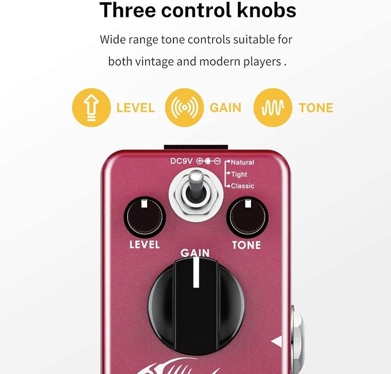 Donner Distortion Guitar Pedal, Morpher Distortion Effect 3 Modes Natural, Tight, Classic Crunch 80s Metal for Electric Guitar, True Bypass - Image 3