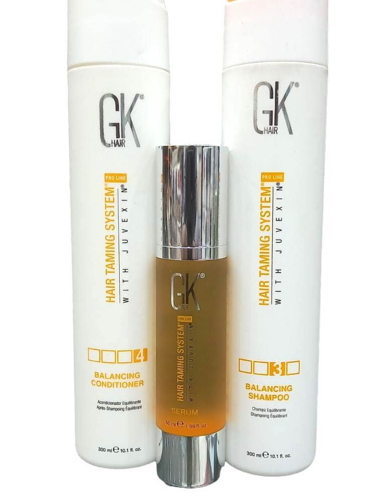 جي كيه هير مجموعة جي كي هير مدعم بالجوفكسن شامبو وبلسم300مل وسيروم 50مل لموازنة الشعر المتضرر خالي من سلفات الصوديوم والاملاح و الكبريت  والبرابيين منظف يومي عميق ومزيل للشوائب - Image 1