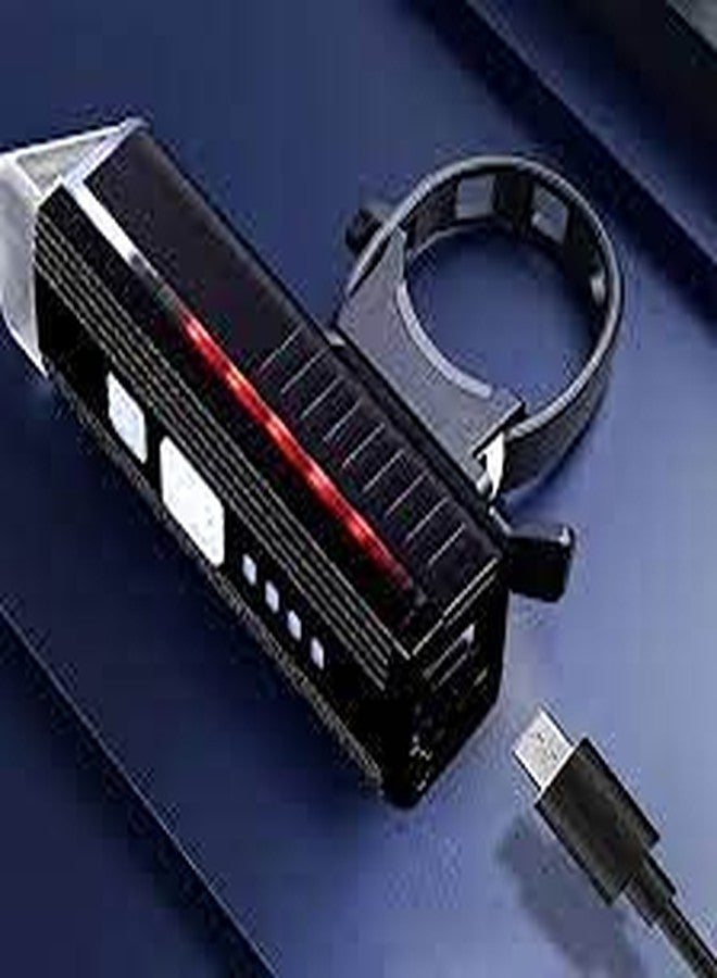 Fastped USB Rechargeable Bicycle LED Front Light Automatic Light on in a Dark Mode with Side red Light (Black) - Image 4