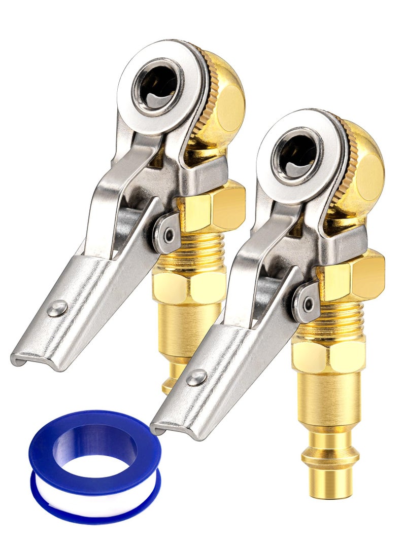Locking Air Chuck - 2 Pcs 0.25 Inch Female NPT Closed Ball Tire Chuck with Clip, Quick Connect Clip-On for Tires, Ideal for Truck, RV, Auto, Car Air Compressors - Image 1