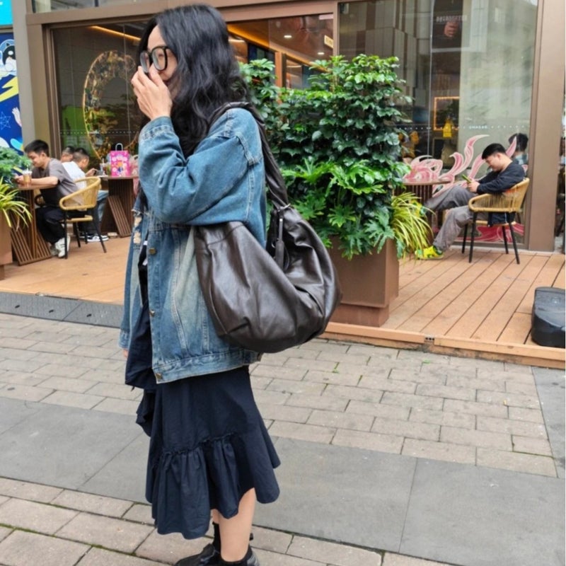 MatinKim Croissant Tote Bag, Wrinkled, Large Capacity - Image 2