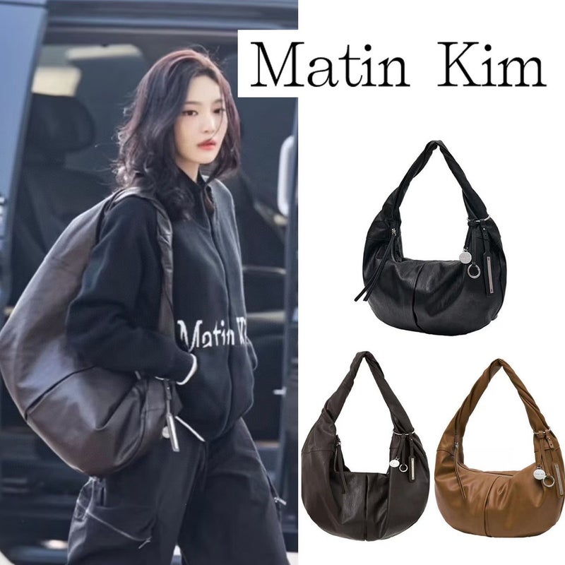 MatinKim Croissant Tote Bag, Wrinkled, Large Capacity - Image 1