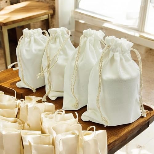 Kriwin Pack of 10 Sweet Velvet White Drawstring Closure Small Size Gift Potli Bags Pouches (White, 4X6) - Image 2