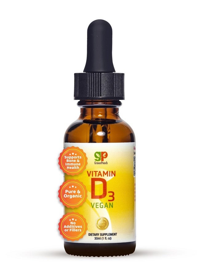 GreenPeach Liquid Vegan Organic Vitamin D 400 to 1600 IU - D3 Drops for Toddler, Kids, Baby & Infants, Vitamin D Baby Drops, Natural, 60 Servings - Image 1