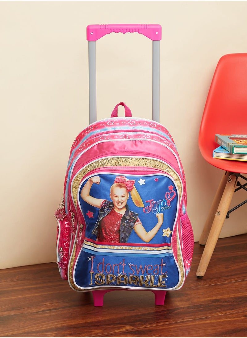 Back To School Nicklodeon Jojo Siwa 16''  Trolley With 3 Compartments  And Side Pocket