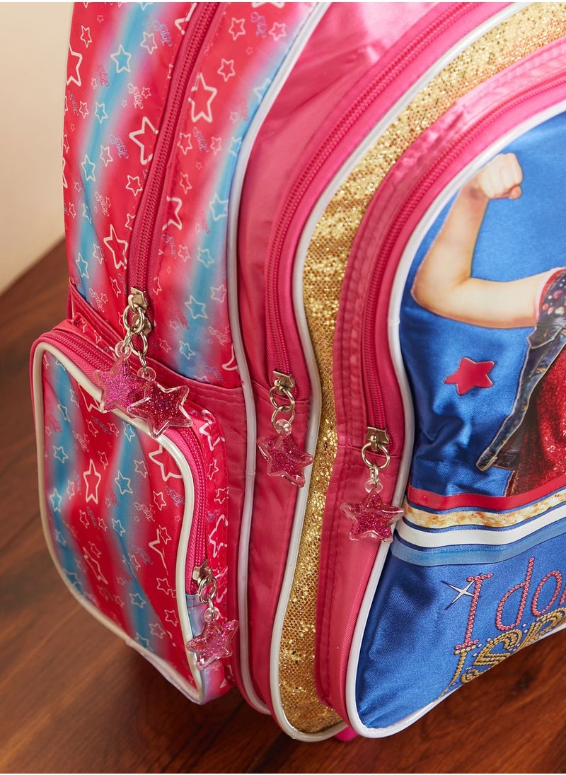 Back To School Nicklodeon Jojo Siwa 16''  Trolley With 3 Compartments  And Side Pocket