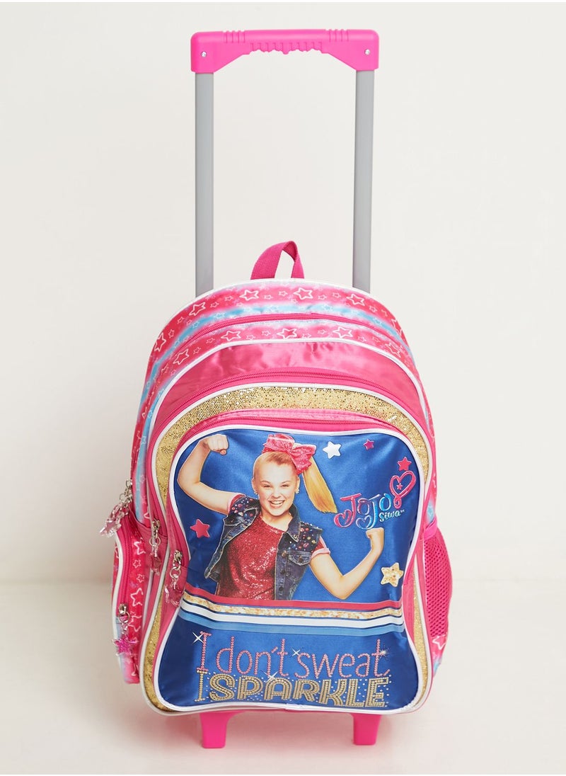 Back To School Nicklodeon Jojo Siwa 16''  Trolley With 3 Compartments  And Side Pocket