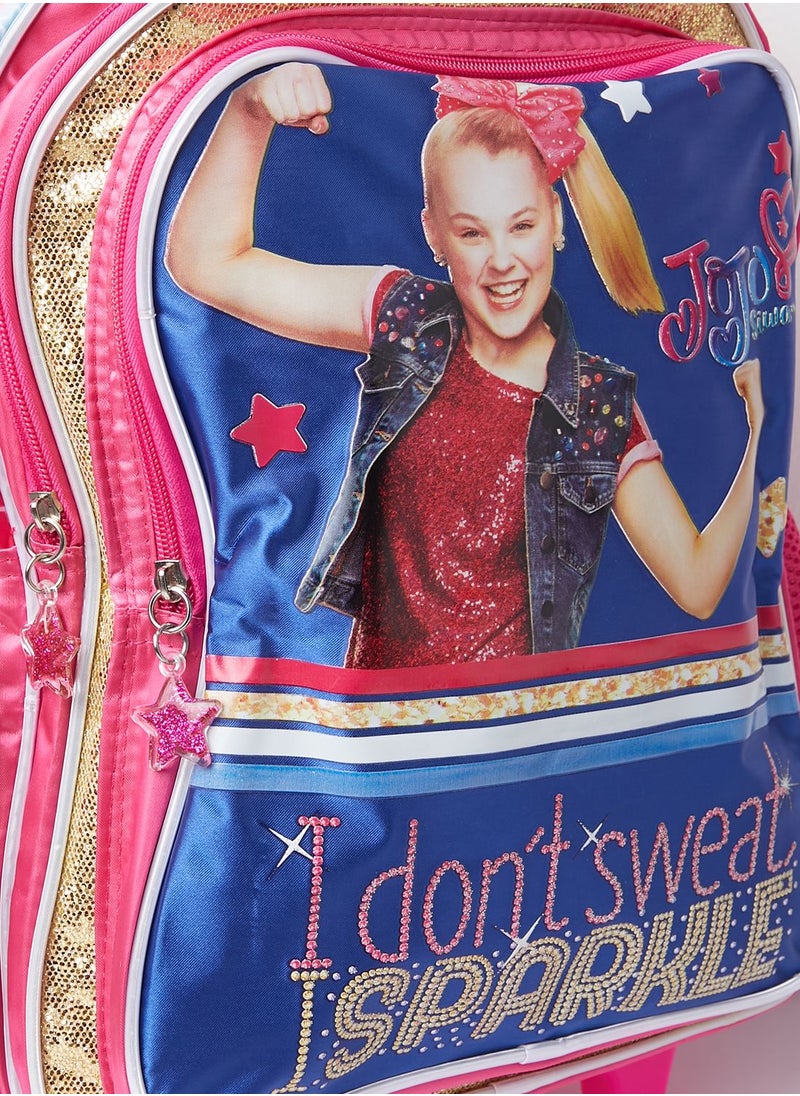 Back To School Nicklodeon Jojo Siwa 16''  Trolley With 3 Compartments  And Side Pocket