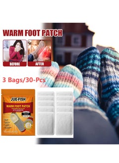 JUE-FISH 3 Bags/30-Pcs Warm Foot Patch Up to 8 Hours of Heat for Heating and Keeping Feet Warm  - Image 1