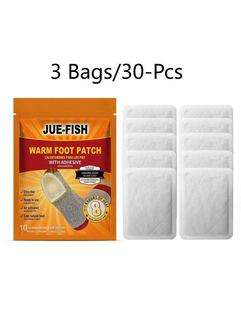 JUE-FISH 3 Bags/30-Pcs Warm Foot Patch Up to 8 Hours of Heat for Heating and Keeping Feet Warm - Image 2