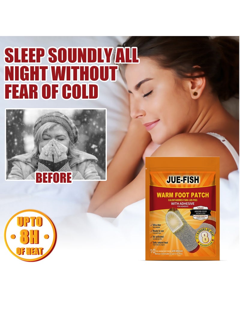 JUE-FISH 3 Bags/30-Pcs Warm Foot Patch Up to 8 Hours of Heat for Heating and Keeping Feet Warm - Image 5