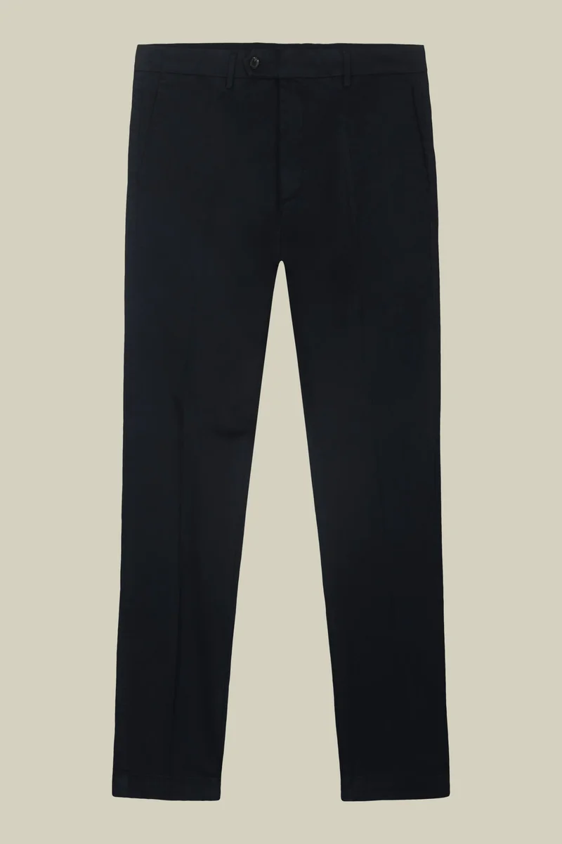 Doppelganger Blue Men's classic chino trousers with extended tab closure - DK Blue for Men | Best Price UAE