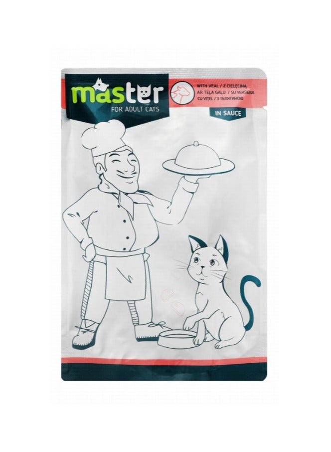 Master Complete Wet Food with Veal in Sauce for Adult Cats 80g