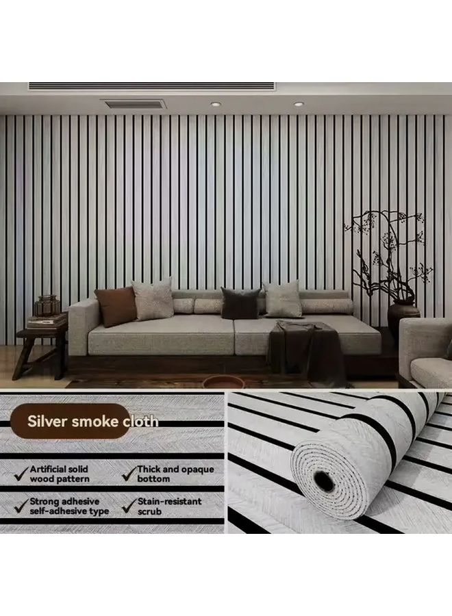 CSTJ 017 Beige Brown Peel Stick Removable Wallpaper 15 75x118 11 Inch Vertical Striped Panel - Image 2
