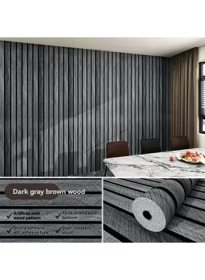 CSTJ 017 Beige Brown Peel Stick Removable Wallpaper 15 75x118 11 Inch Vertical Striped Panel - Image 5