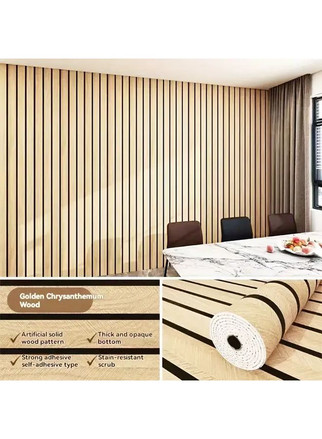 CSTJ 017 Beige Brown Peel Stick Removable Wallpaper 15 75x118 11 Inch Vertical Striped Panel - Image 4