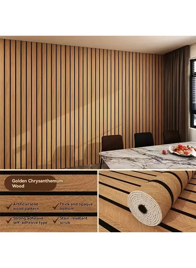 CSTJ 017 Beige Brown Peel Stick Removable Wallpaper 15 75x118 11 Inch Vertical Striped Panel - Image 1