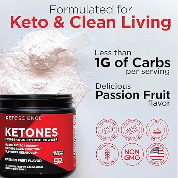 KETO SCIENCE Ketones Powder, Exogenous Ketone Powder, with goBHB, Keto Electrolytes Powder, Supports Metabolism, Intermitten Fasting, Focus and Workout Support, Passion Fruit Flavor, 15 Servings - Image 5