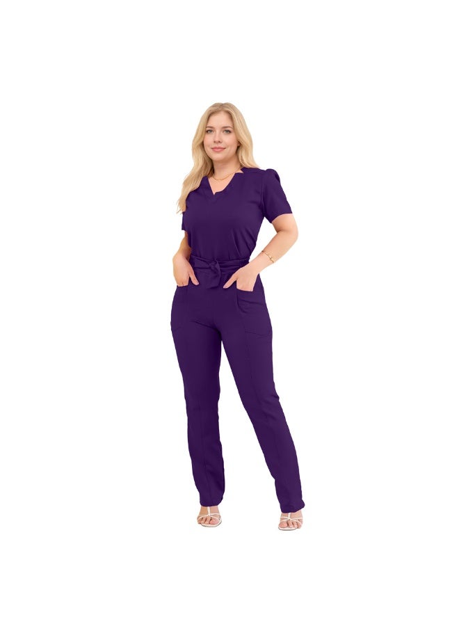 NIBEMINENT Short Sleeve Straight Pants Hospital Work Clothes Beauty Salon Women's Nurse Suit Hand Washing Clothes - Image 2