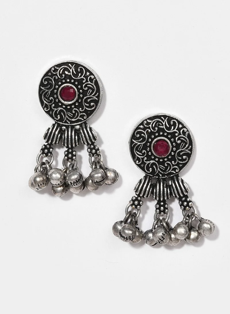 SOHI Stone-Studded & Beaded Oxidised Artificial Jewellery Set